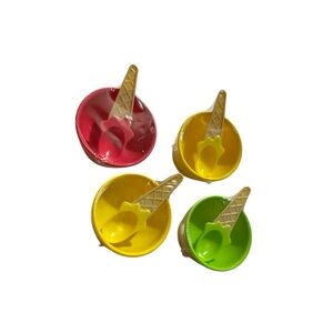 Colorful Ice Cream Scoop Bowls - Pink, Yellow, Green